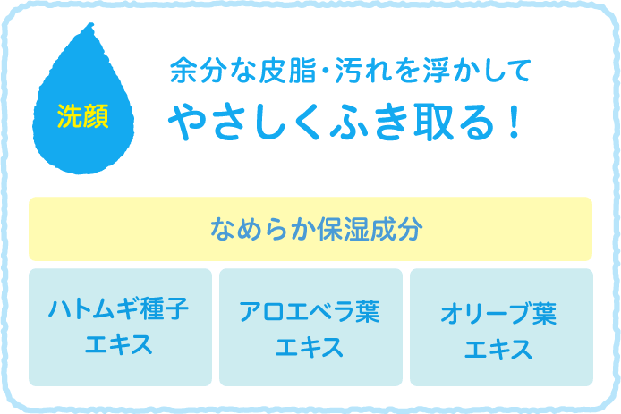 余分な皮脂・汚れを浮かしてやさしくふき取る!